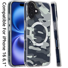 For iPhone 16 6.1inch Case Dual Layer IMD Design Magnetic Circle +Tempered Glass