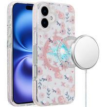 For iPhone 16 6.1inch Case Dual Layer IMD Design Magnetic Circle +Tempered Glass