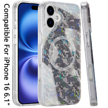 For iPhone 16 6.1inch Case Dual Layer IMD Design Magnetic Circle +Tempered Glass
