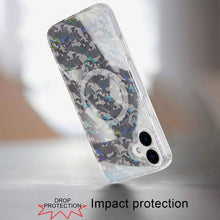 For iPhone 16 6.1inch Case Dual Layer IMD Design Magnetic Circle +Tempered Glass