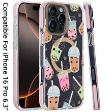 For iPhone 16 Pro 6.3in Case 2 Layer IMD Design Magnetic Circle + Tempered Glass