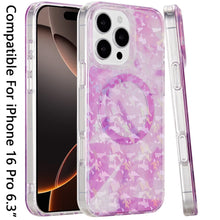 For iPhone 16 Pro 6.3in Case 2 Layer IMD Design Magnetic Circle + Tempered Glass