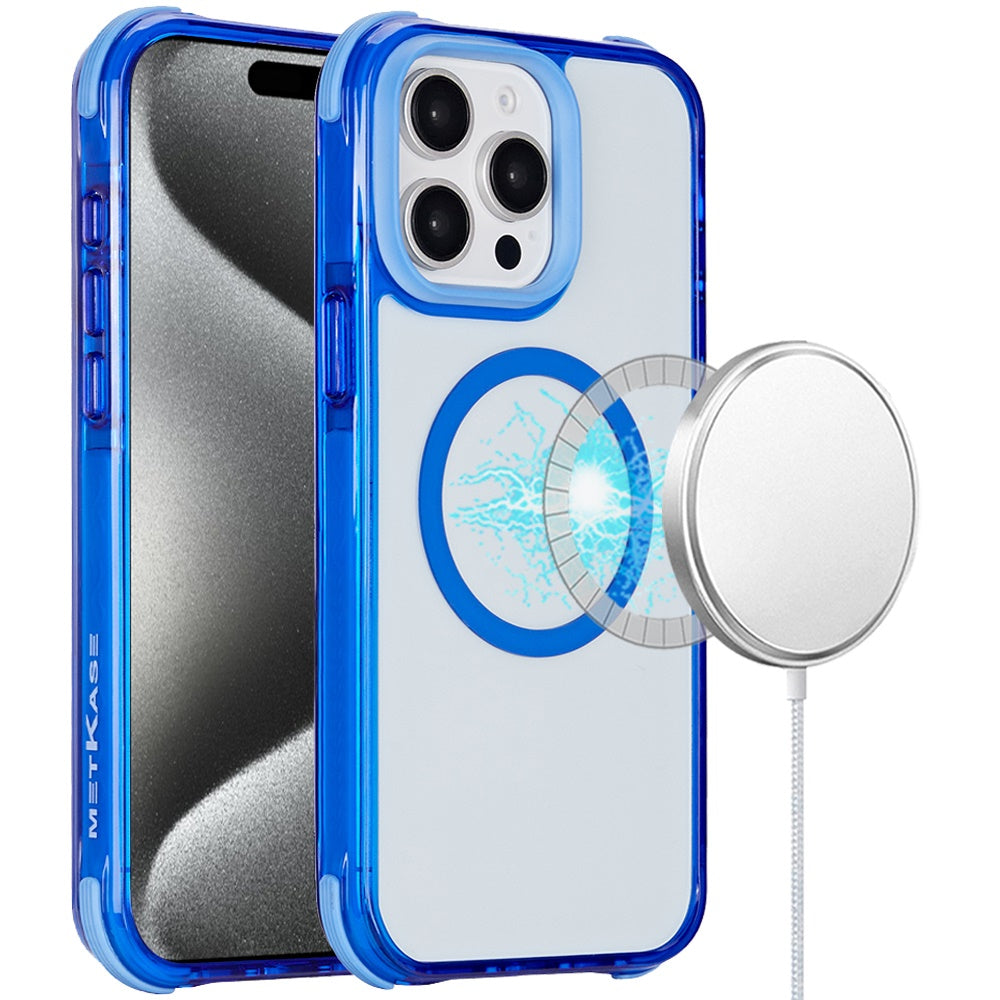 For iPhone 15 Pro Max Case Magnetic Circle Shockproof Corner + 2 Tempered Glass
