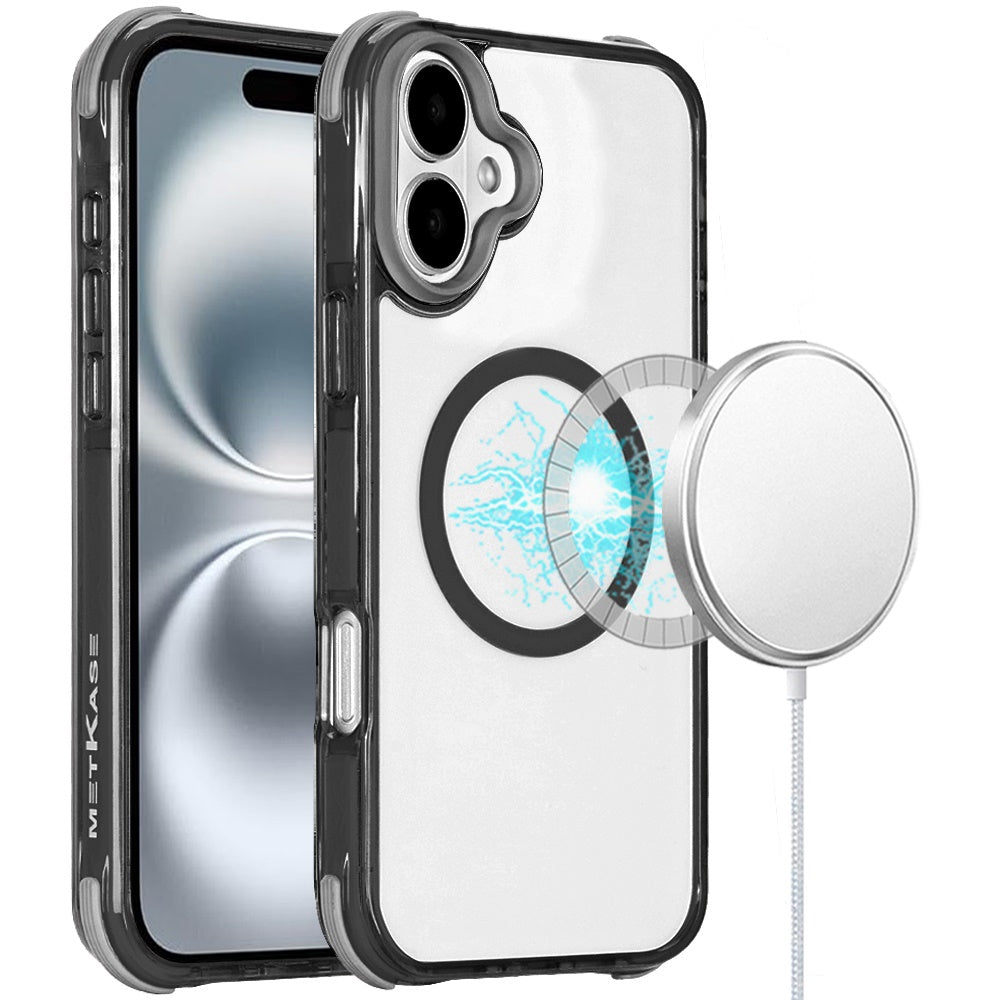 For iPhone 16 Plus 6.7in Case Magnetic Circle Shockproof Corner + Tempered Glass