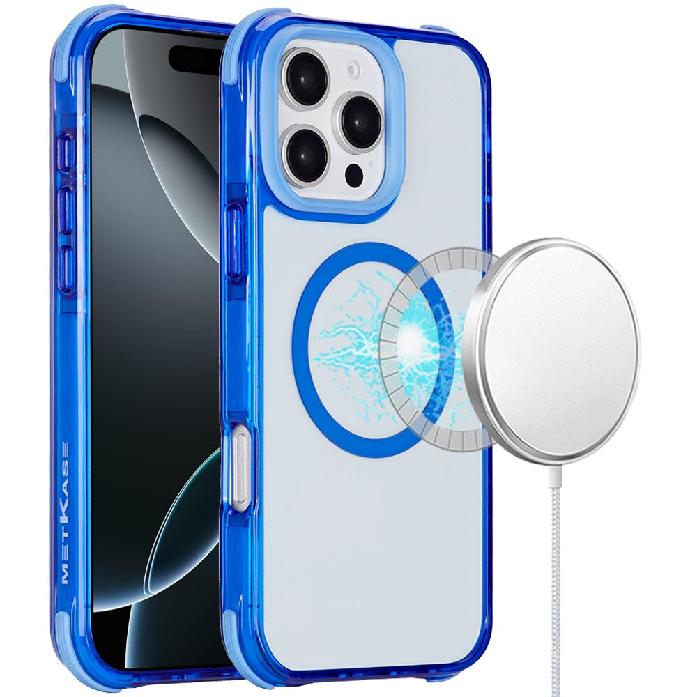 For iPhone 16 Pro 6.3in Case Magnetic Circle Shockproof Corner + Tempered Glass