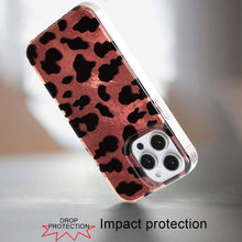 For iPhone 15 Pro Max Case Glossy In Mold Design w/ Glitter + 2 Tempered Glass