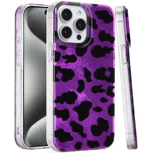 For iPhone 15 Pro Max Case Glossy In Mold Design w/ Glitter + 2 Tempered Glass