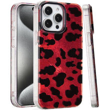 For iPhone 15 Pro Max Case Glossy In Mold Design w/ Glitter + 2 Tempered Glass