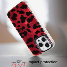 For iPhone 15 Pro Max Case Glossy In Mold Design w/ Glitter + 2 Tempered Glass