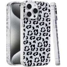For iPhone 15 Pro Max Case Glossy In Mold Design w/ Glitter + 2 Tempered Glass
