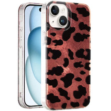 For iPhone 15 Case Glossy In Mold Design Print with Glitter + 2 Tempered Glass