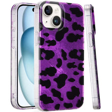 For iPhone 15 Case Glossy In Mold Design Print with Glitter + 2 Tempered Glass