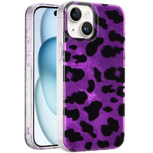 For iPhone 15 Case Glossy In Mold Design Print with Glitter + 2 Tempered Glass