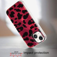 For iPhone 15 Case Glossy In Mold Design Print with Glitter + 2 Tempered Glass