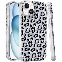 For iPhone 15 Case Glossy In Mold Design Print with Glitter + 2 Tempered Glass