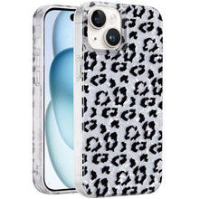 For iPhone 15 Case Glossy In Mold Design Print with Glitter + 2 Tempered Glass