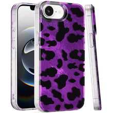 For iPhone 16e Case Glossy In Mold Design Print with Glitter + Tempered Glass