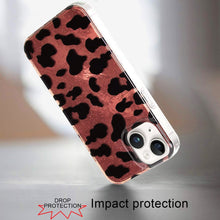 For iPhone 13/14 Case Glossy In Mold Design Print w/ Glitter + Tempered Glass