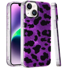 For iPhone 13/14 Case Glossy In Mold Design Print w/ Glitter + Tempered Glass