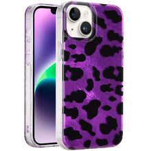 For iPhone 13/14 Case Glossy In Mold Design Print w/ Glitter + Tempered Glass
