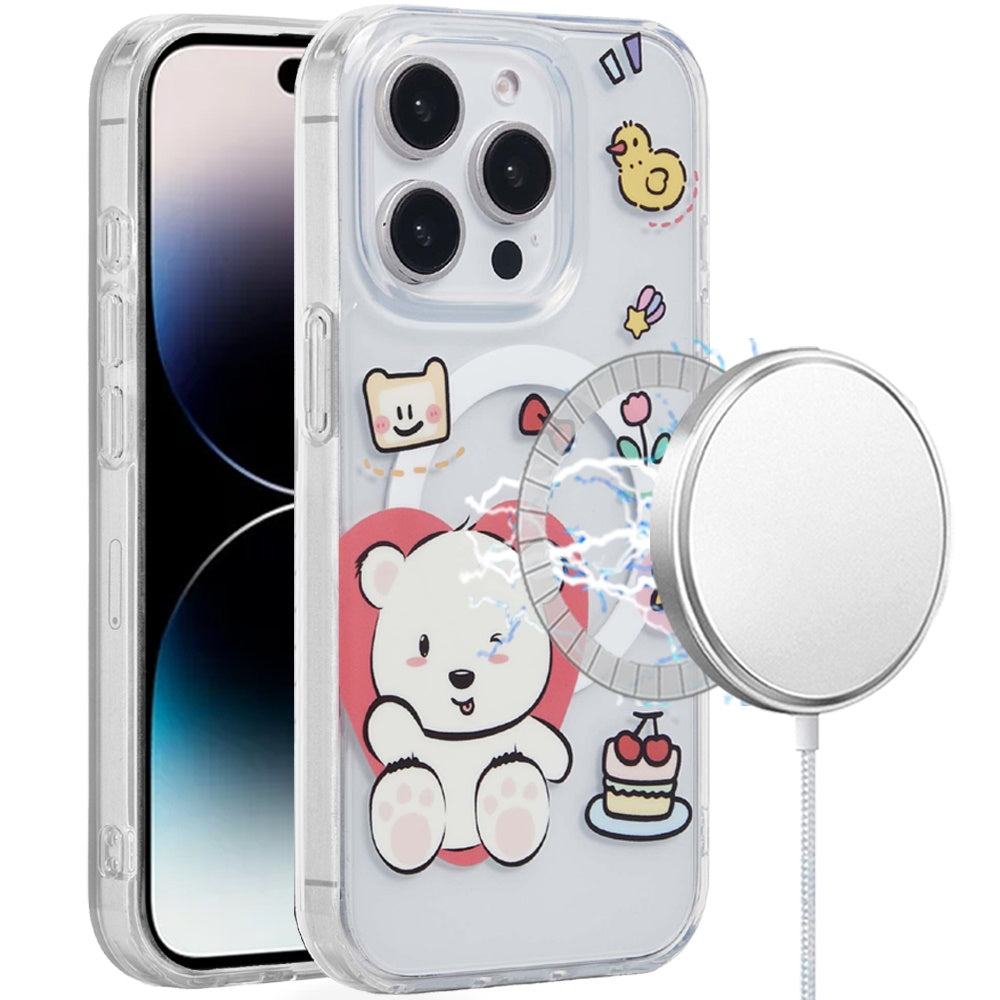 For iPhone 14 PRO MAX 6.7 in. Case Dual Layer TPU No Fade Design Magnetic Circle