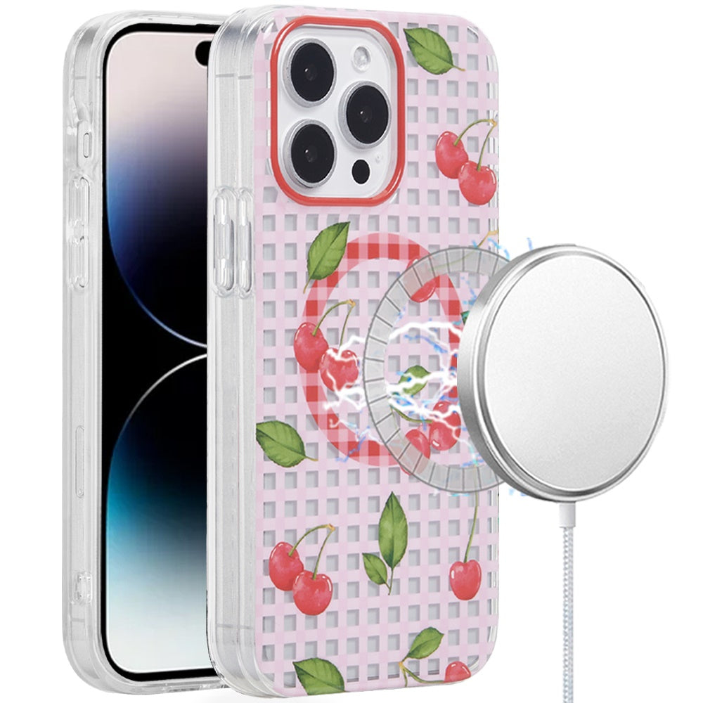For iPhone 14 PRO MAX 6.7 in. Case Dual Layer TPU No Fade Design Magnetic Circle