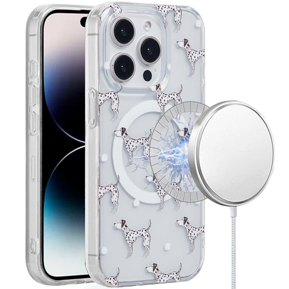 For iPhone 14 PRO MAX 6.7 in. Case Dual Layer TPU No Fade Design Magnetic Circle