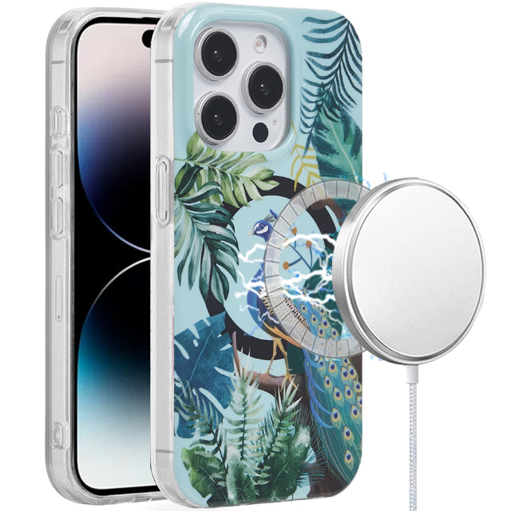 For iPhone 14 PRO MAX 6.7 in. Case Dual Layer TPU No Fade Design Magnetic Circle