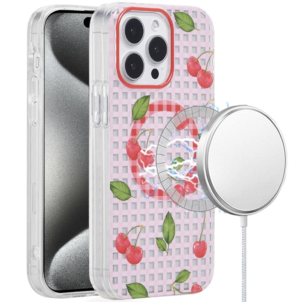 For iPhone 15 Pro Max Case Dual Layer TPU Magnetic Circle + 2 Tempered Glass