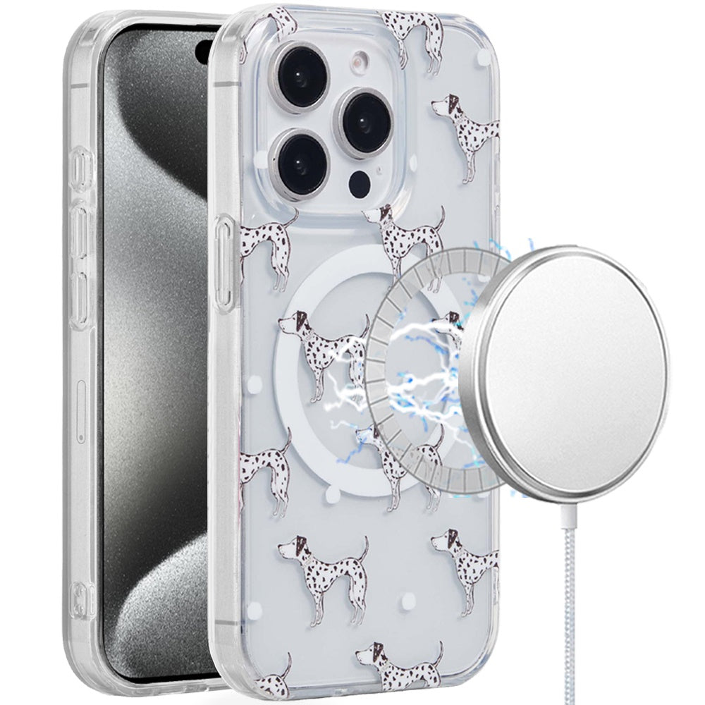For iPhone 15 Pro Max Case Dual Layer TPU Magnetic Circle + 2 Tempered Glass