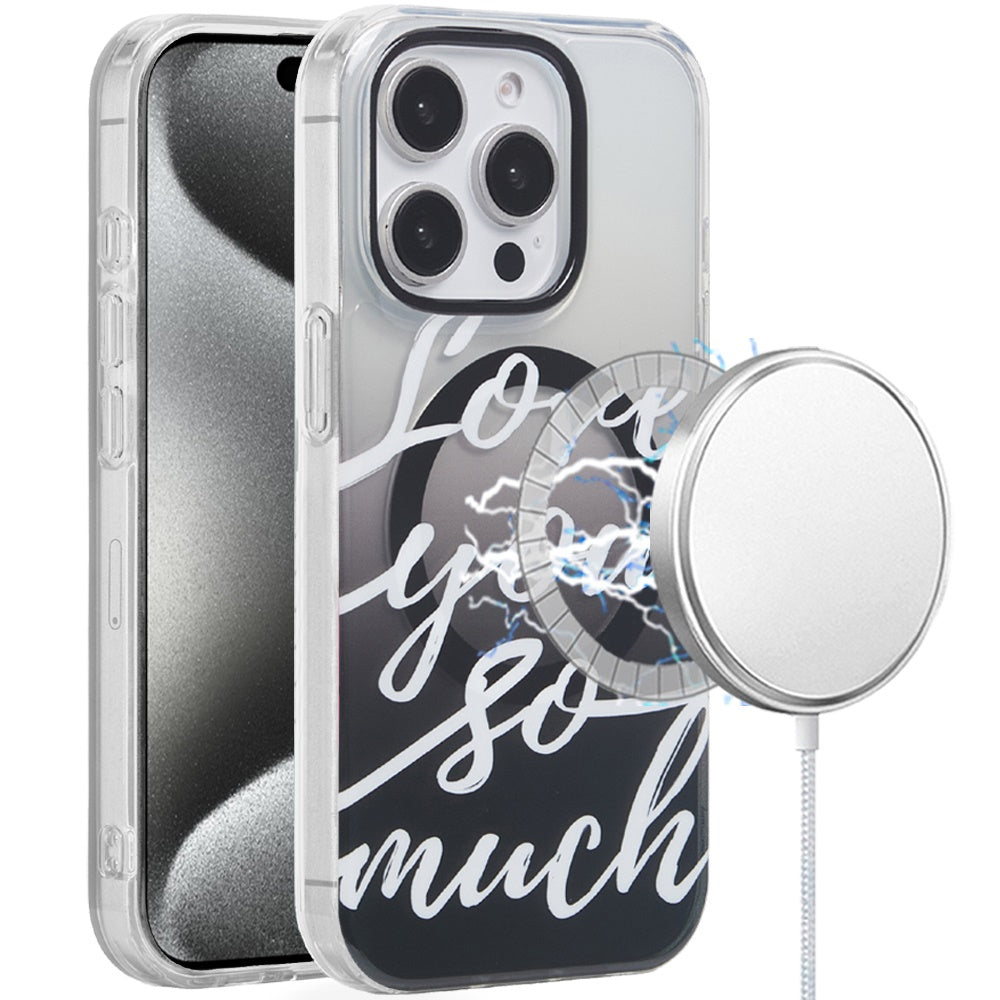 For iPhone 15 Pro Max Case Dual Layer TPU Magnetic Circle + 2 Tempered Glass