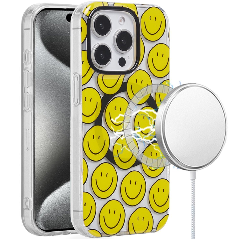 For iPhone 15 Pro Max Case Dual Layer TPU Magnetic Circle + 2 Tempered Glass