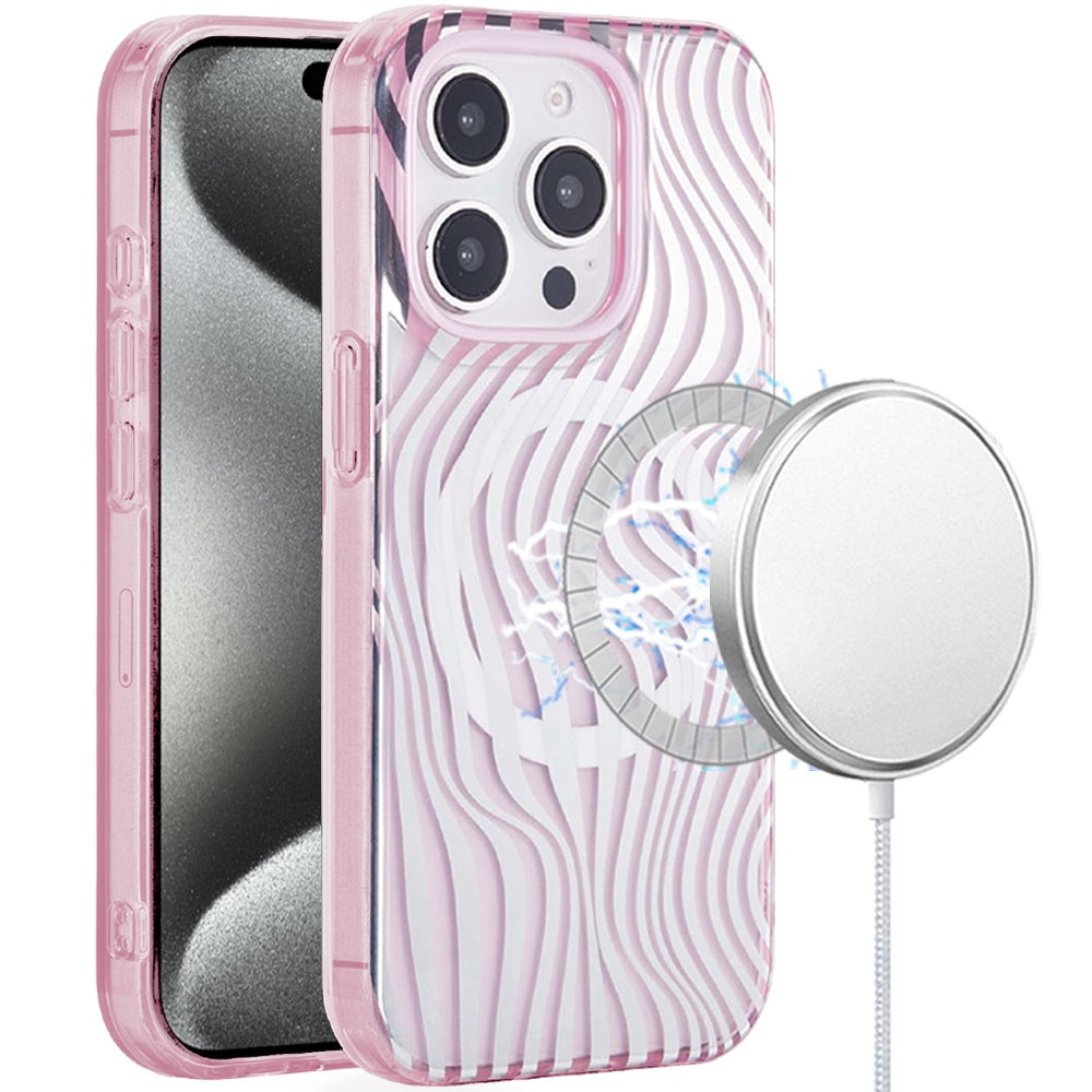 For iPhone 15 Pro Max Case Dual Layer TPU Magnetic Circle + 2 Tempered Glass