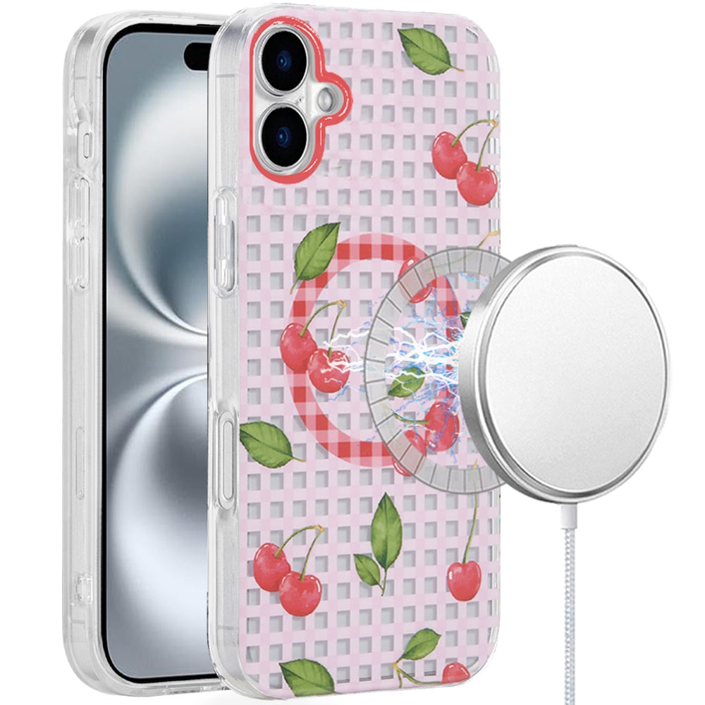 For iPhone 16 Plus 6.7in Case 2 Layer TPU Design Magnetic Circle +Tempered Glass