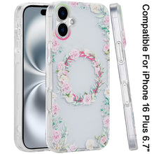 For iPhone 16 Plus 6.7in Case 2 Layer TPU Design Magnetic Circle +Tempered Glass