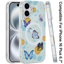 For iPhone 16 Plus 6.7in Case 2 Layer TPU Design Magnetic Circle +Tempered Glass