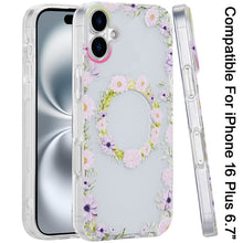 For iPhone 16 Plus 6.7in Case 2 Layer TPU Design Magnetic Circle +Tempered Glass