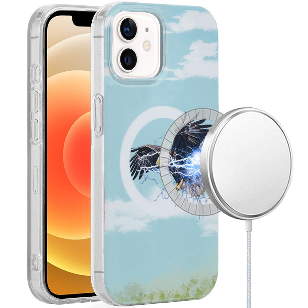 For iPhone 12/12 Pro Case Dual Layer TPU Design Magnetic Circle + Tempered Glass