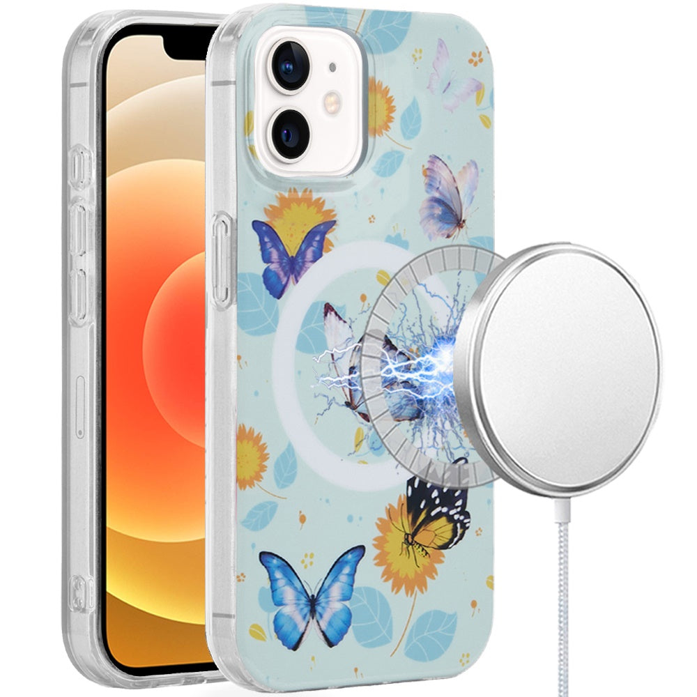 For iPhone 12/12 Pro Case Dual Layer TPU Design Magnetic Circle + Tempered Glass