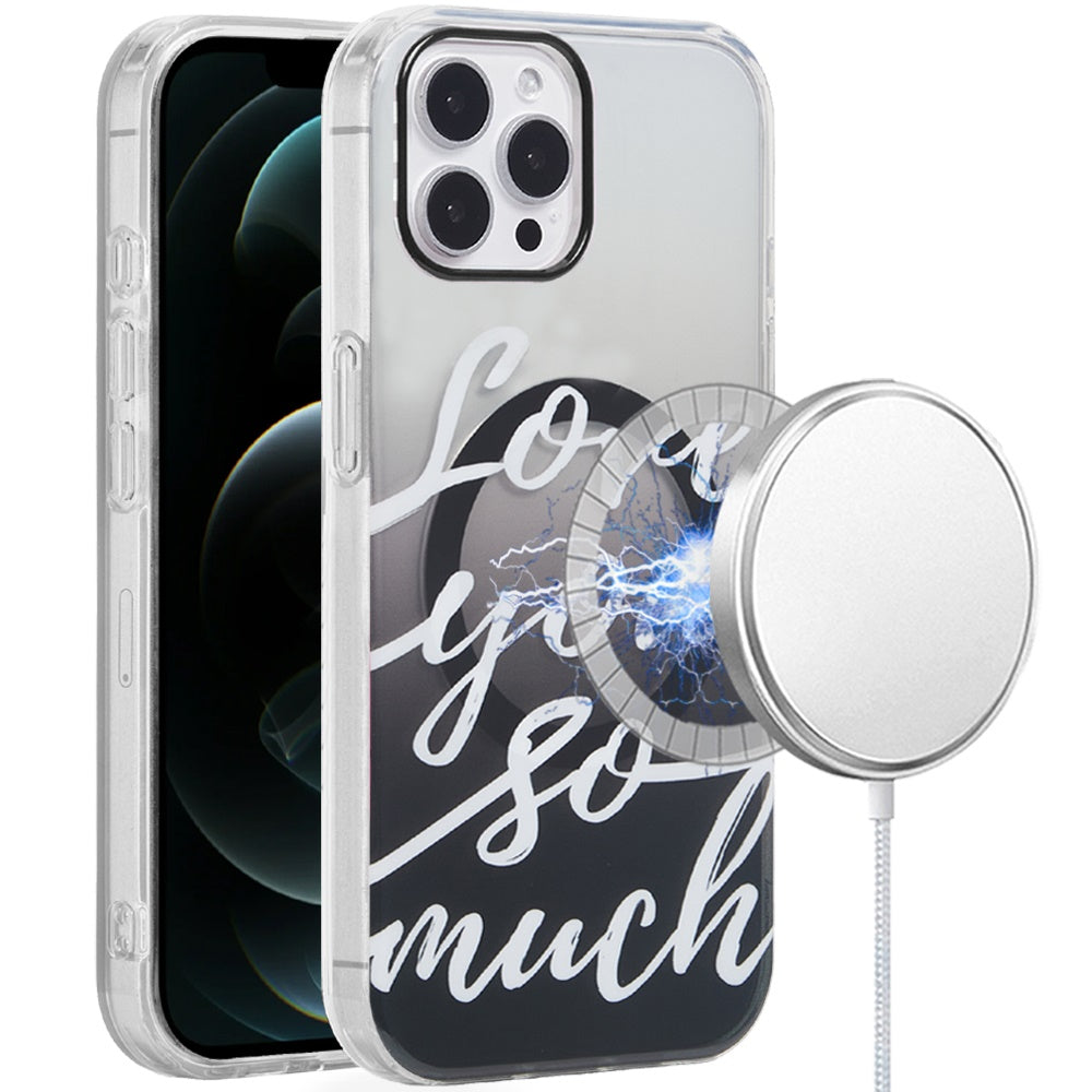 For iPhone 12 Pro Max Case Dual Layer TPU Design Magnetic Circle +Tempered Glass