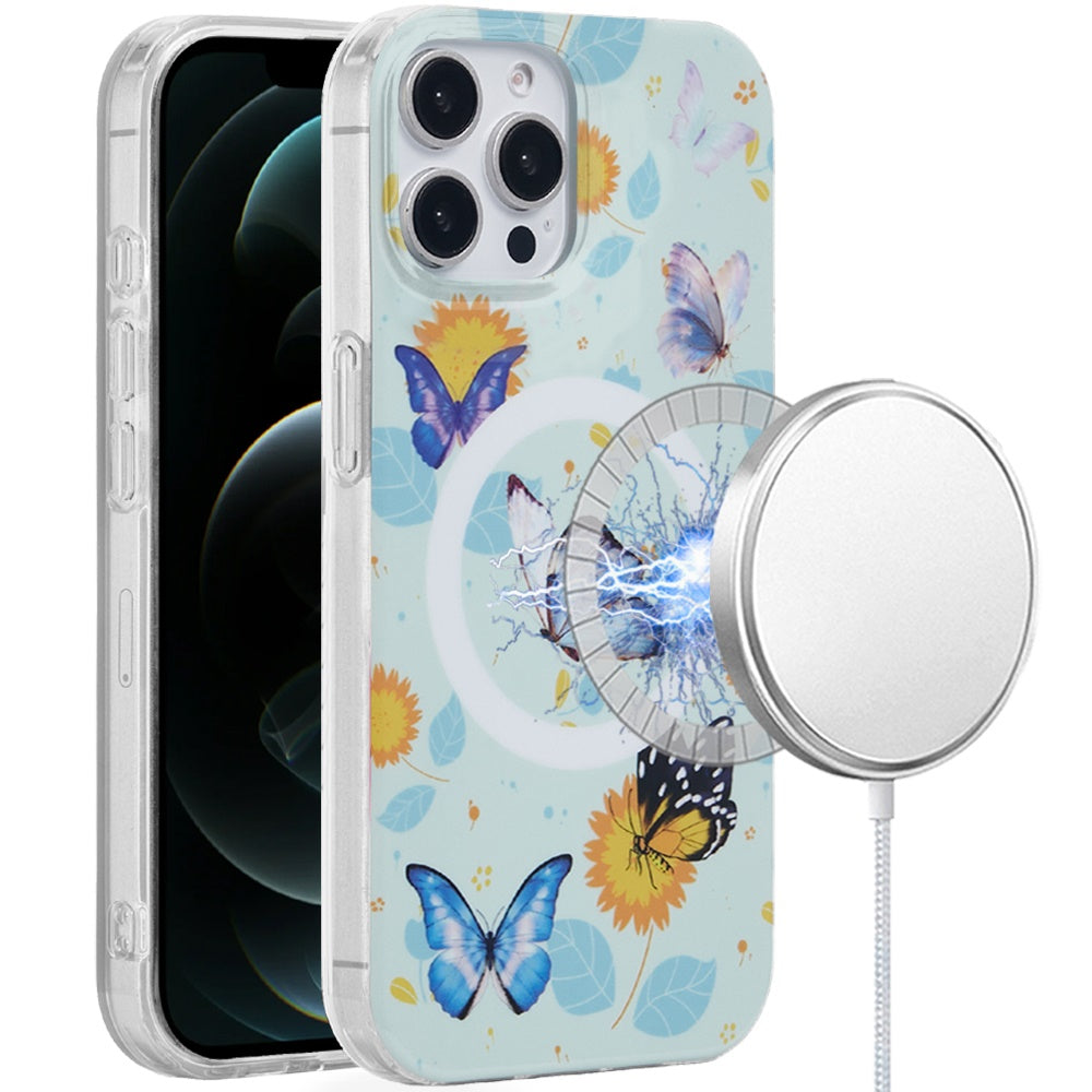 For iPhone 12 Pro Max Case Dual Layer TPU Design Magnetic Circle +Tempered Glass