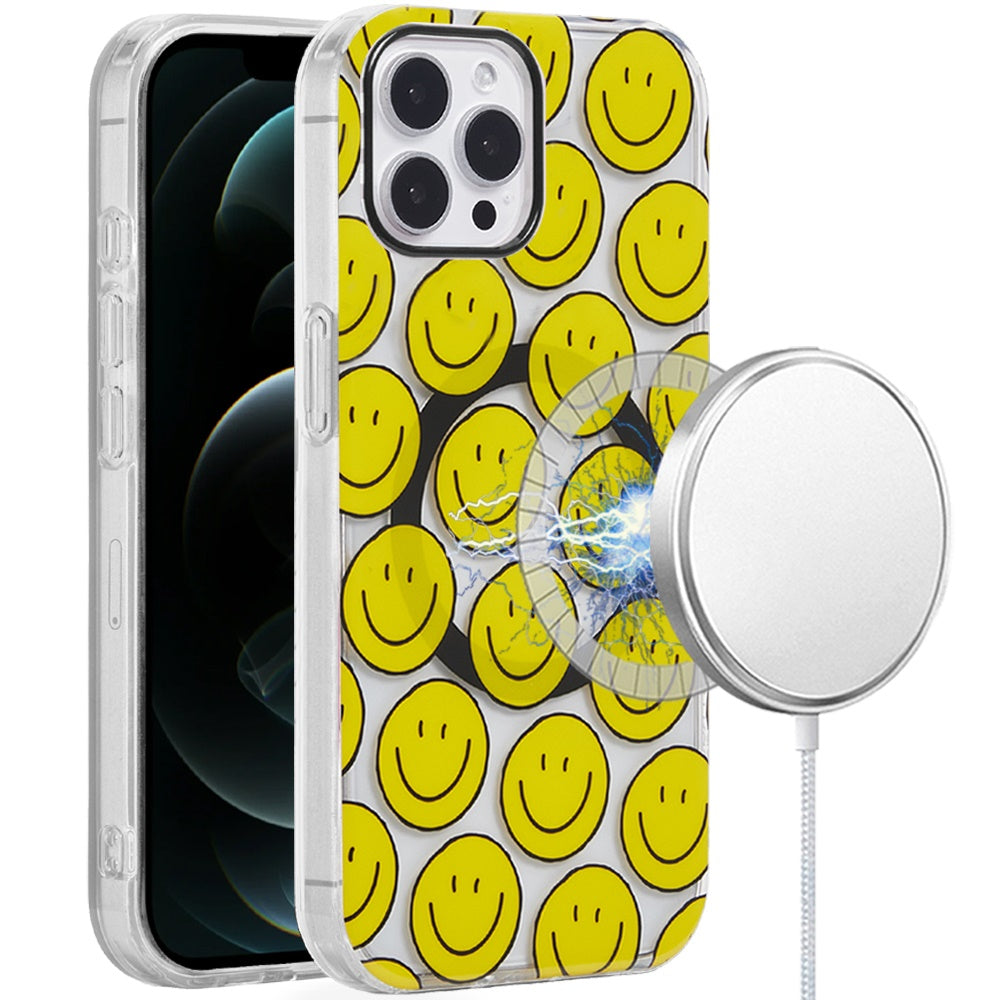 For iPhone 12 Pro Max Case Dual Layer TPU Design Magnetic Circle +Tempered Glass