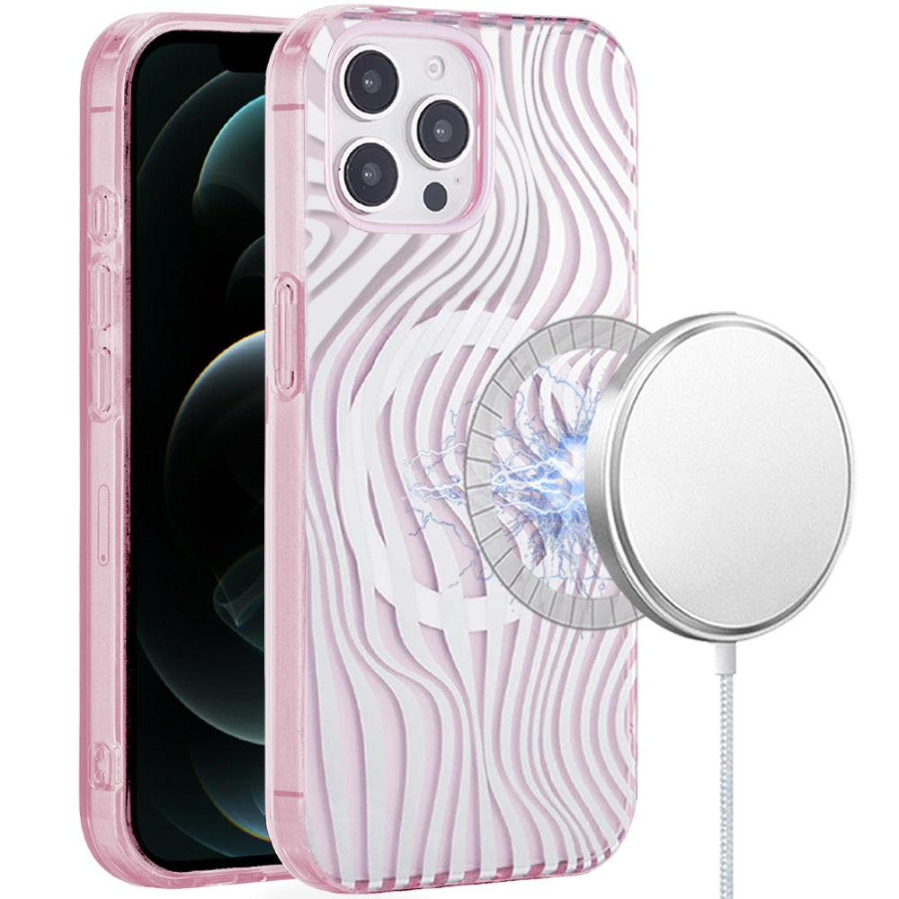 For iPhone 12 Pro Max Case Dual Layer TPU Design Magnetic Circle +Tempered Glass