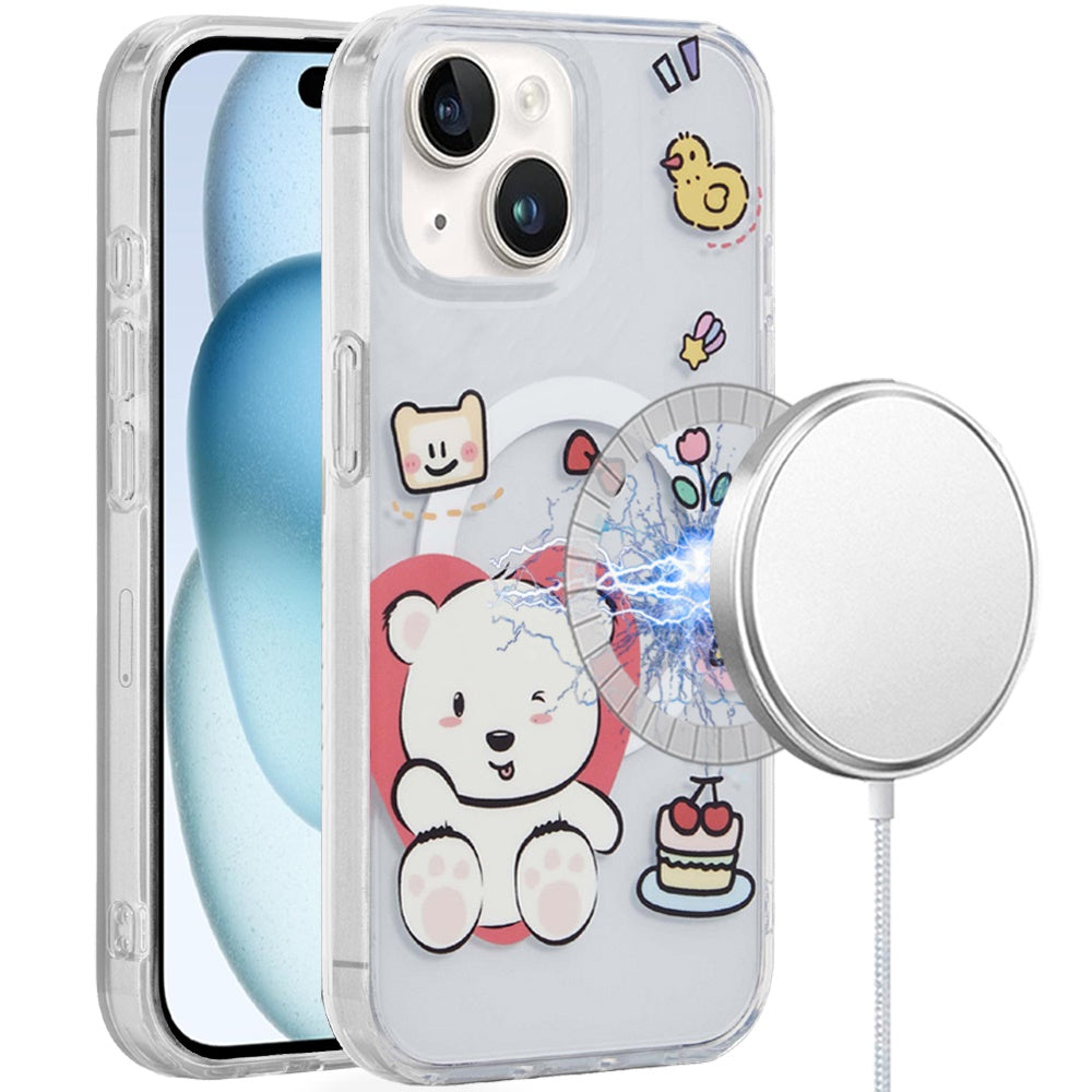 For iPhone 15 Case Dual Layer TPU Design Magnetic Circle + 2 Tempered Glass