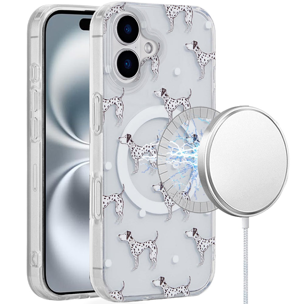 For iPhone 16 6.1inch Case Dual Layer TPU Design Magnetic Circle +Tempered Glass