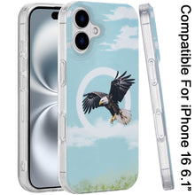 For iPhone 16 6.1inch Case Dual Layer TPU Design Magnetic Circle +Tempered Glass