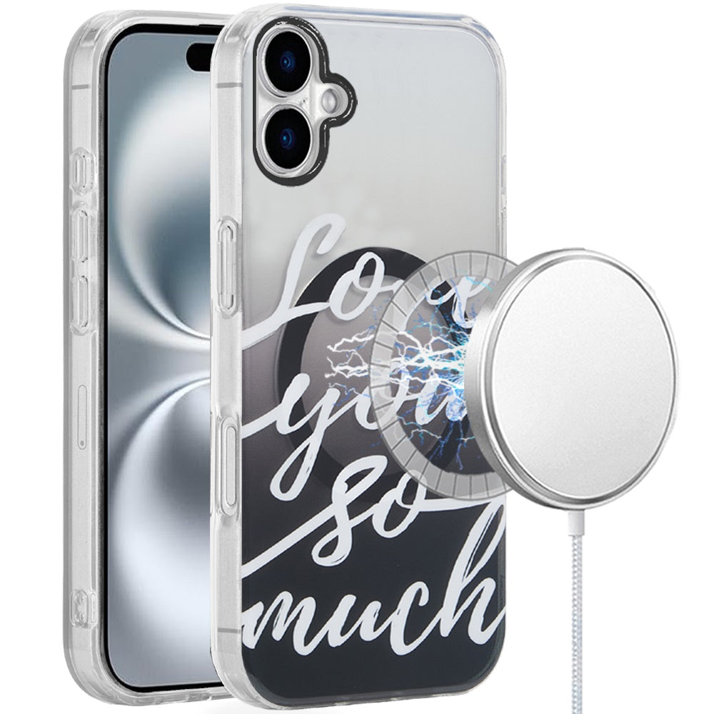 For iPhone 16 6.1inch Case Dual Layer TPU Design Magnetic Circle +Tempered Glass