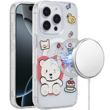For iPhone 16 Pro 6.3in Case 2 Layer TPU Design Magnetic Circle + Tempered Glass