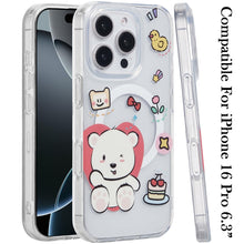 For iPhone 16 Pro 6.3in Case 2 Layer TPU Design Magnetic Circle + Tempered Glass
