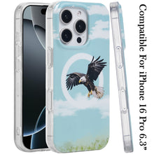 For iPhone 16 Pro 6.3in Case 2 Layer TPU Design Magnetic Circle + Tempered Glass